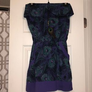 Strapless peacock feather dress